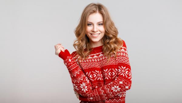 Festive Red Hand Knit Sweater